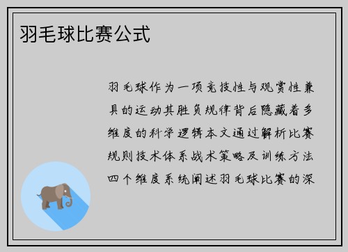 羽毛球比赛公式