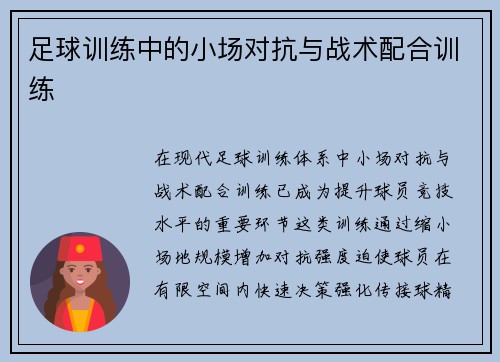 足球训练中的小场对抗与战术配合训练
