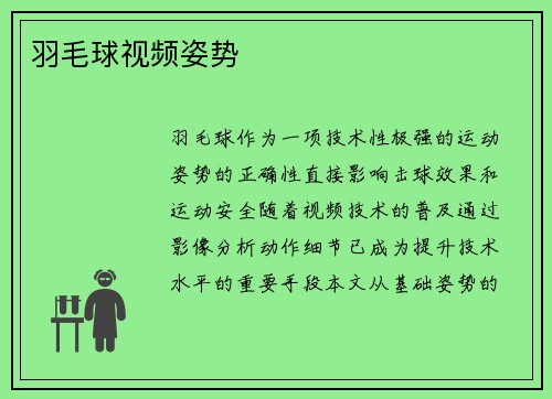 羽毛球视频姿势